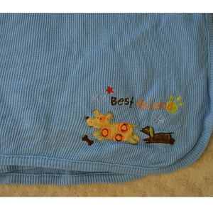Koala Baby My Best Friend Puppy Dog Blanket Blue Thermal Waffle Weave Tan Brown